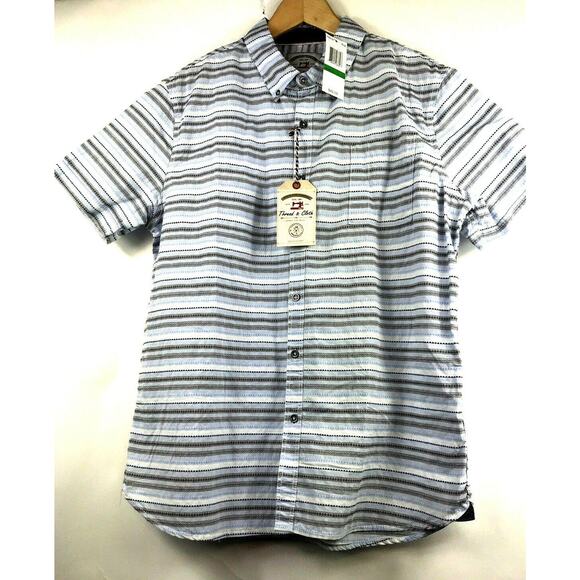 Thread & Cloth Mens Button Front Blue Stripe Casual Shirt Size Large TWS7161 NEW - Picture 1 of 5